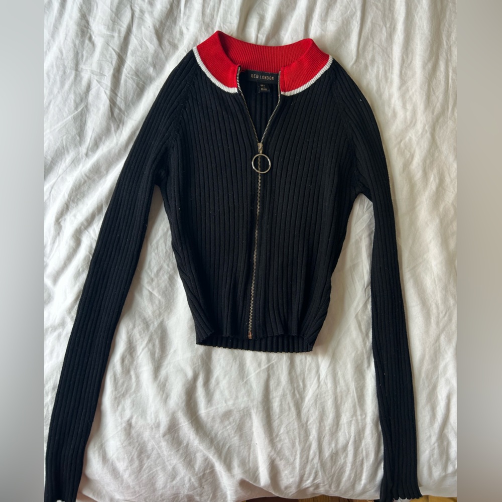 Red and black sweater